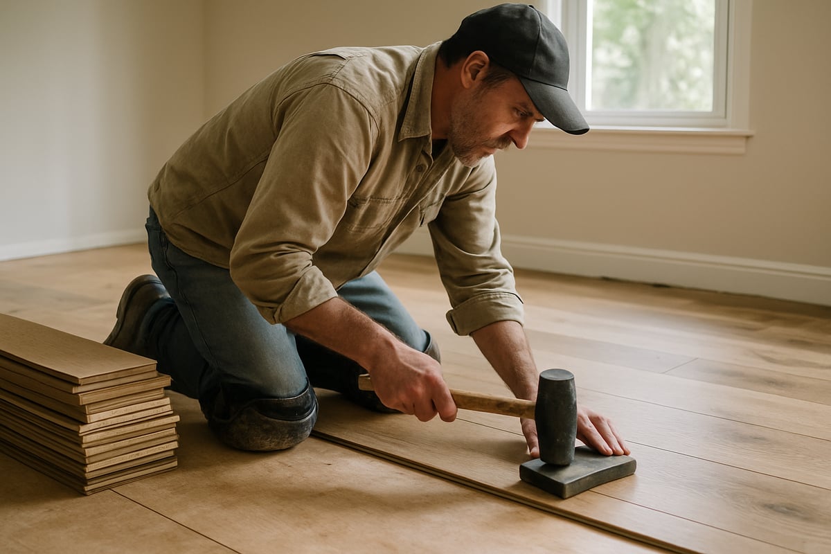 Flooring technician at work