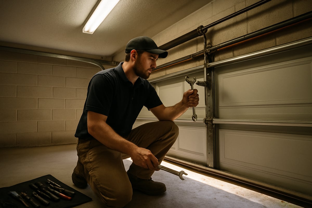 Garage Door technician at work