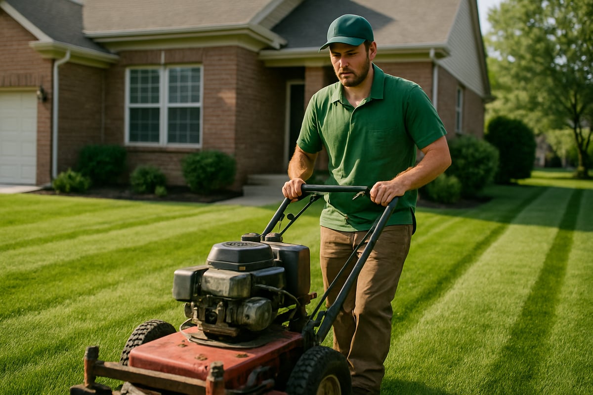 Landscaping technician at work