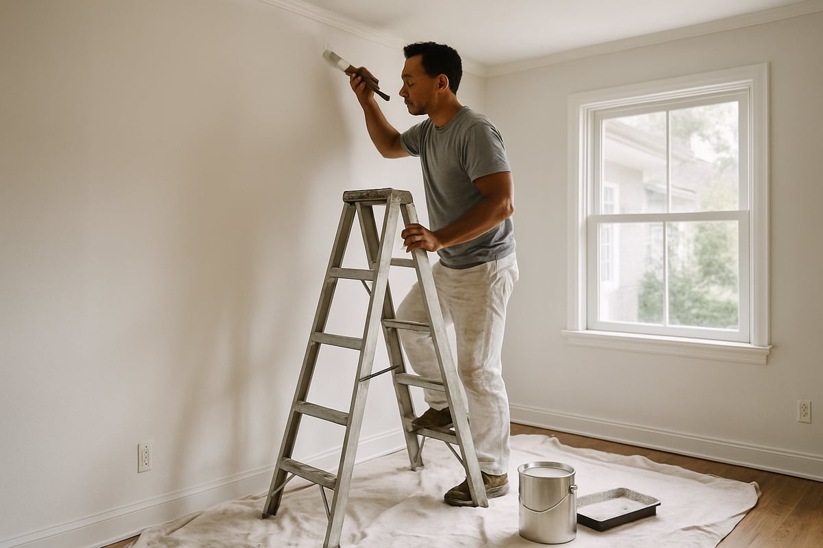 Painting technician at work