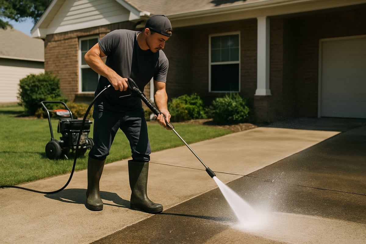 Pressure Washing technician at work